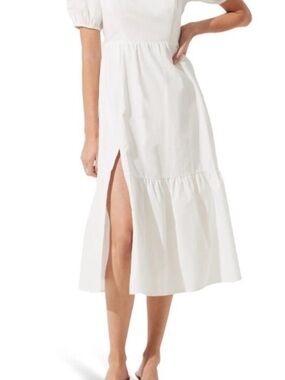 Astr White Midi Dress with Side Slit